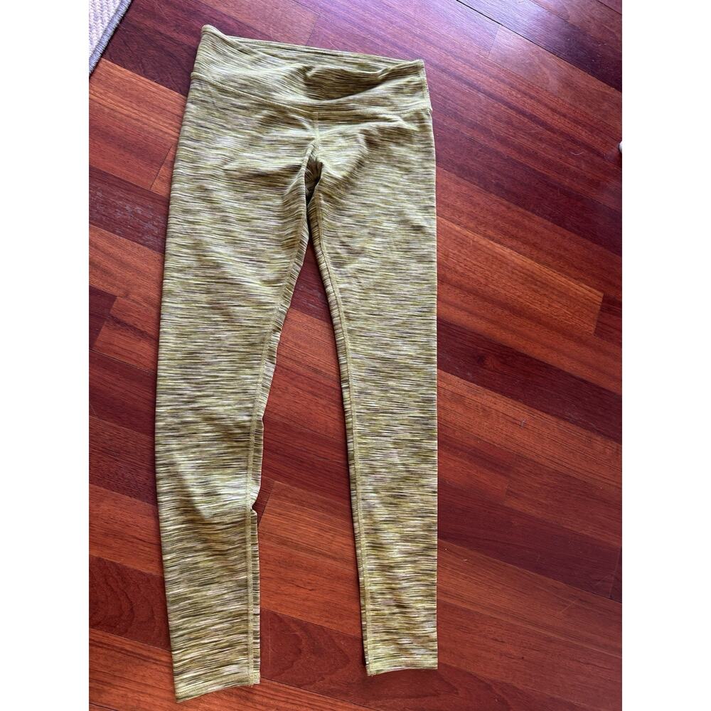 Alo Yoga Leggings Med Striped Green Heather Athliesure Lounge